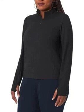 NEW Mondetta Women's XL Active Ribbed Zip Top Black Moisture Wicking